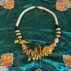Handcrafted Parrot Necklace - Yellow and Brown